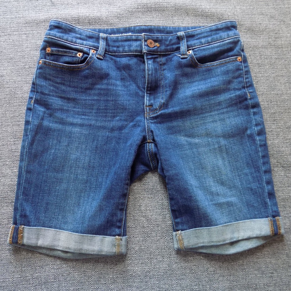 Talbots Girlfriend Shorts Womens 4 Blue Excellent Flawless Cuffed Denim 1851